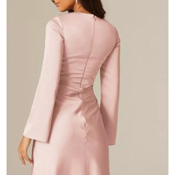 AW BRIDAL 8 M pearl pink Ginevra satin formal bridesmaid maxi dress NEW B26 - Picture 4 of 5